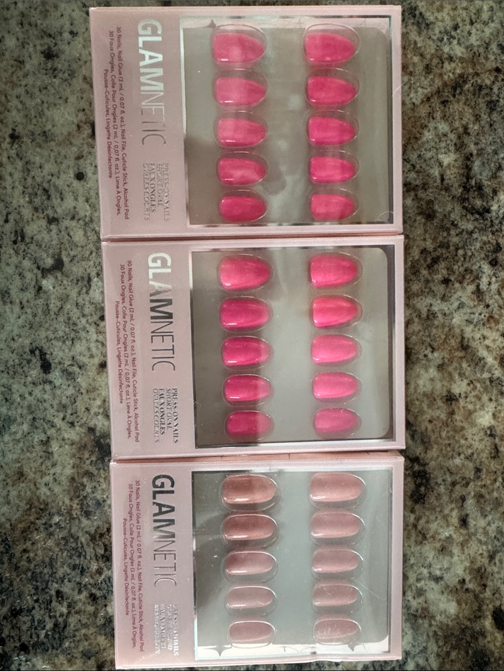 GLAMnetic Pink Press-On Nails Set - Bright Pink & Nude Options
